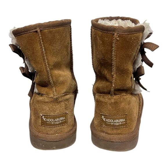 Koolaburra by Ugg | Brown Tan Lined Winter Warm Slip On Trendy Boots Girls 3 - Picture 5 of 10